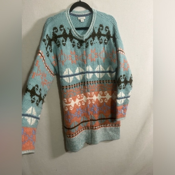 RARE~Sundance FairIsle Cardigan BLUE,PINK,PASTEL YELLOWSTONE STYLE - Picture 2 of 9